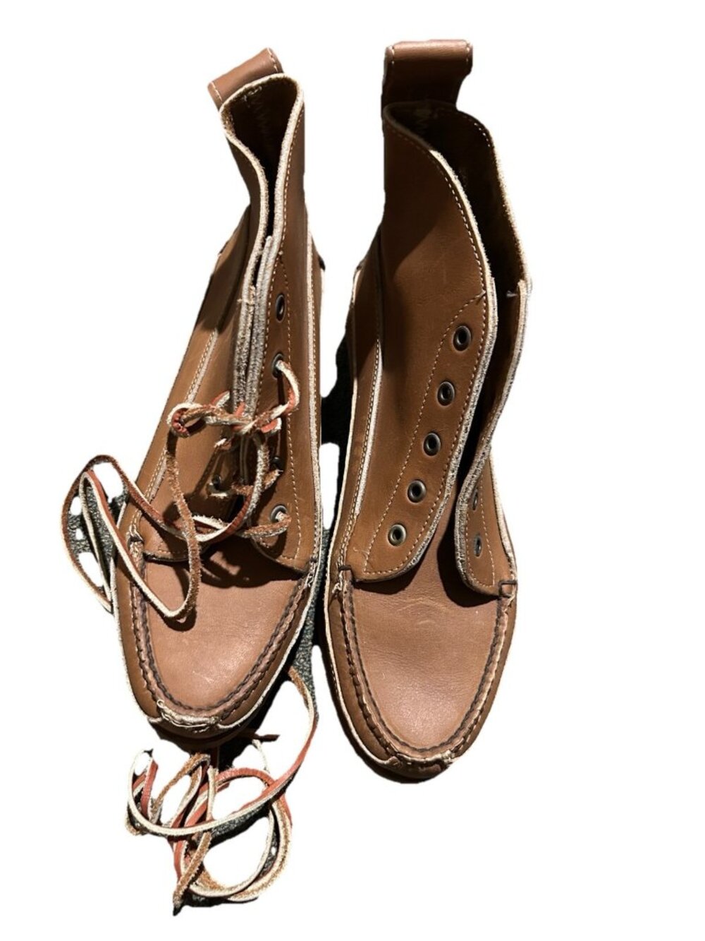 QUODDY Leather Ankle Boots Vibram Sole Handmade Tan Brown US 8 Custom USA New